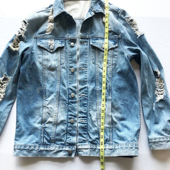 LOVERS + FRIENDS James Distressed Denim Jacket Womens Medium - Picture 9 of 11
